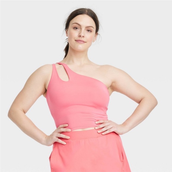 Women's Asymmetrical Sports Bra - All In Motion Coral Pink 𝐗𝐋 - Picture 1 of 4